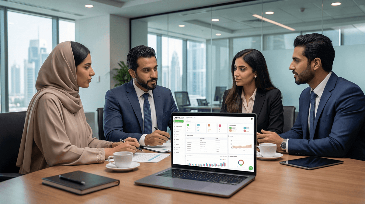 4 arabian office staffs discussing