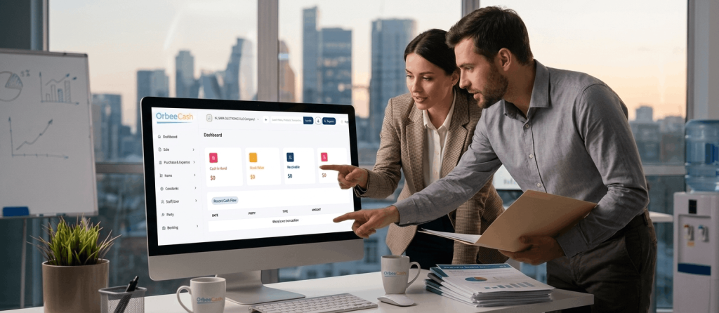 few office employees working on monitor